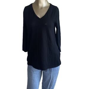 Chicos The Ultimate Tee Black 3/4 Sleeve T-Shirt Basics Size 0 (US S Classic